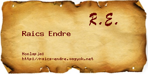 Raics Endre névjegykártya
